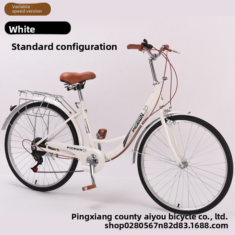 Cycling Commute Speed - จักรยานวินเทจน้ำหนักเบาขนาด 24/26 นิ้ว จักรยานเมืองปรับความเร็วได้สำหรับผู้ชาย ผู้หญิง สไตล์เจ้าหญิง