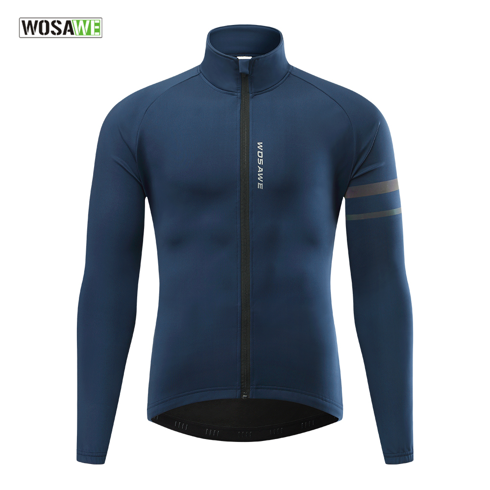 Cycling Commuter Jacket - WOSAWE Men'sThermal ฤดูหนาวเสื้อขี่จักรยานขนแกะซับแขนยาว Windproof วิ่งขี่ Ciclismo