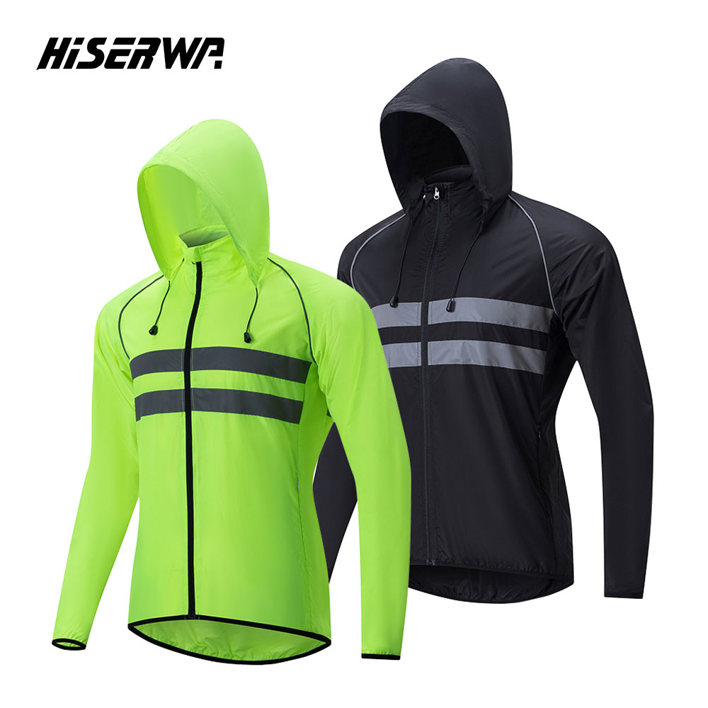 Cycling Commuter Jacket - HISERWA เสื้อกันลมสำหรับปั่นจักรยาน แจ็คเก็ตจักรยานสะท้อนแสงกันน้ำ แจ็คเก็ตจักรยานเสือหมอบ MTB น้ำหนักเบา